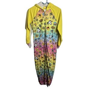 emojination girls long sleeve hooded one piece sleeper size large 10 12